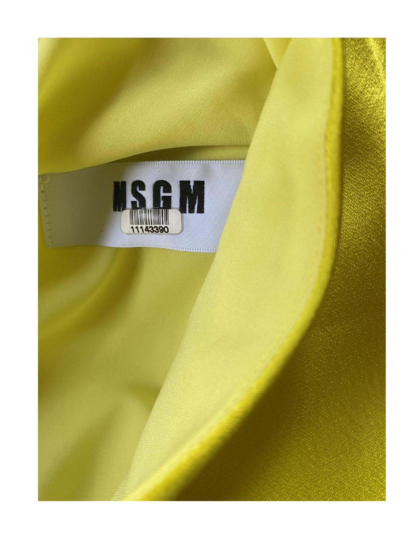 MSGM Yellow Asymmetric Hem Cape Silk Dress / M-L