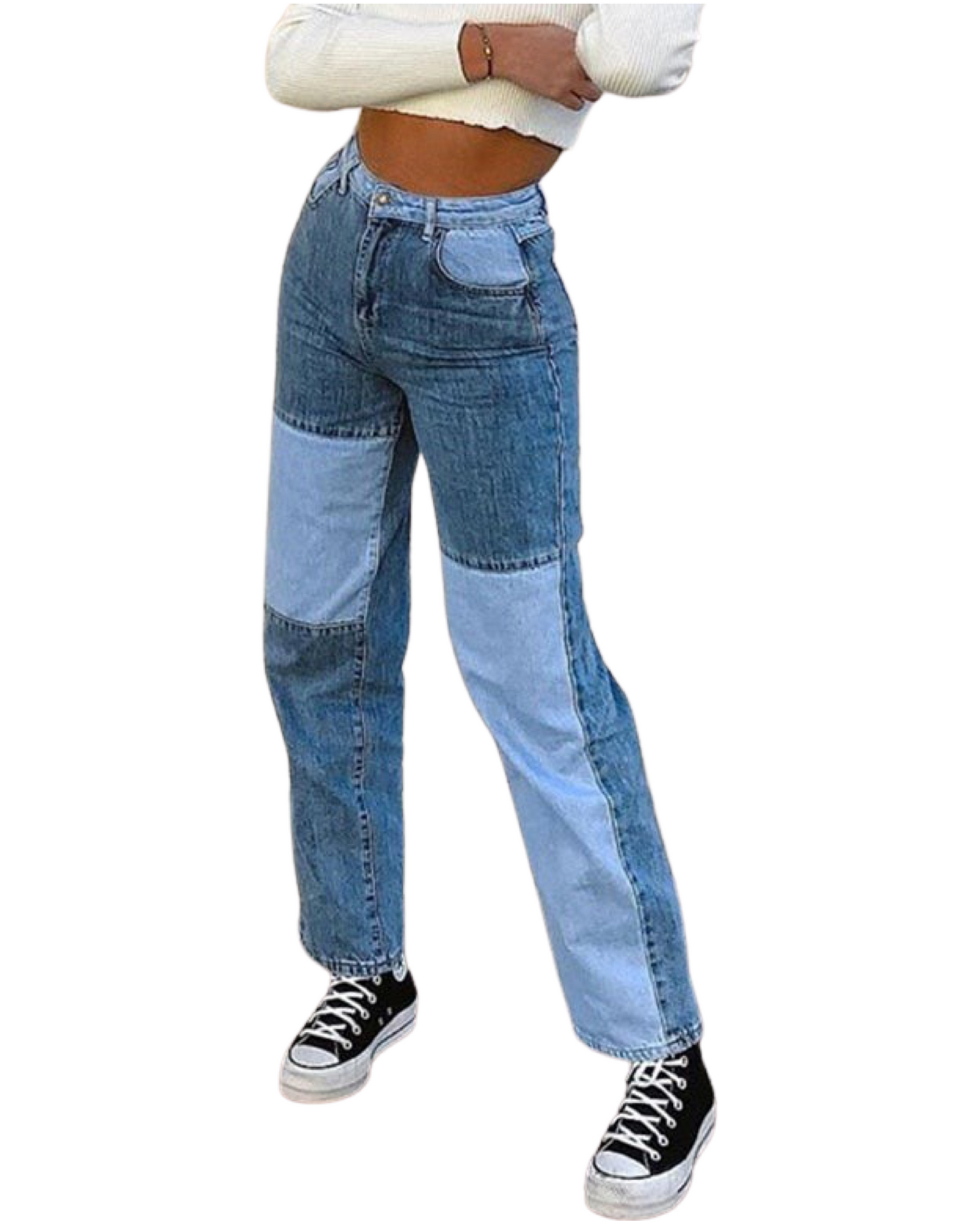 Paola Women's Patchwork High Waisted 90s Jeans