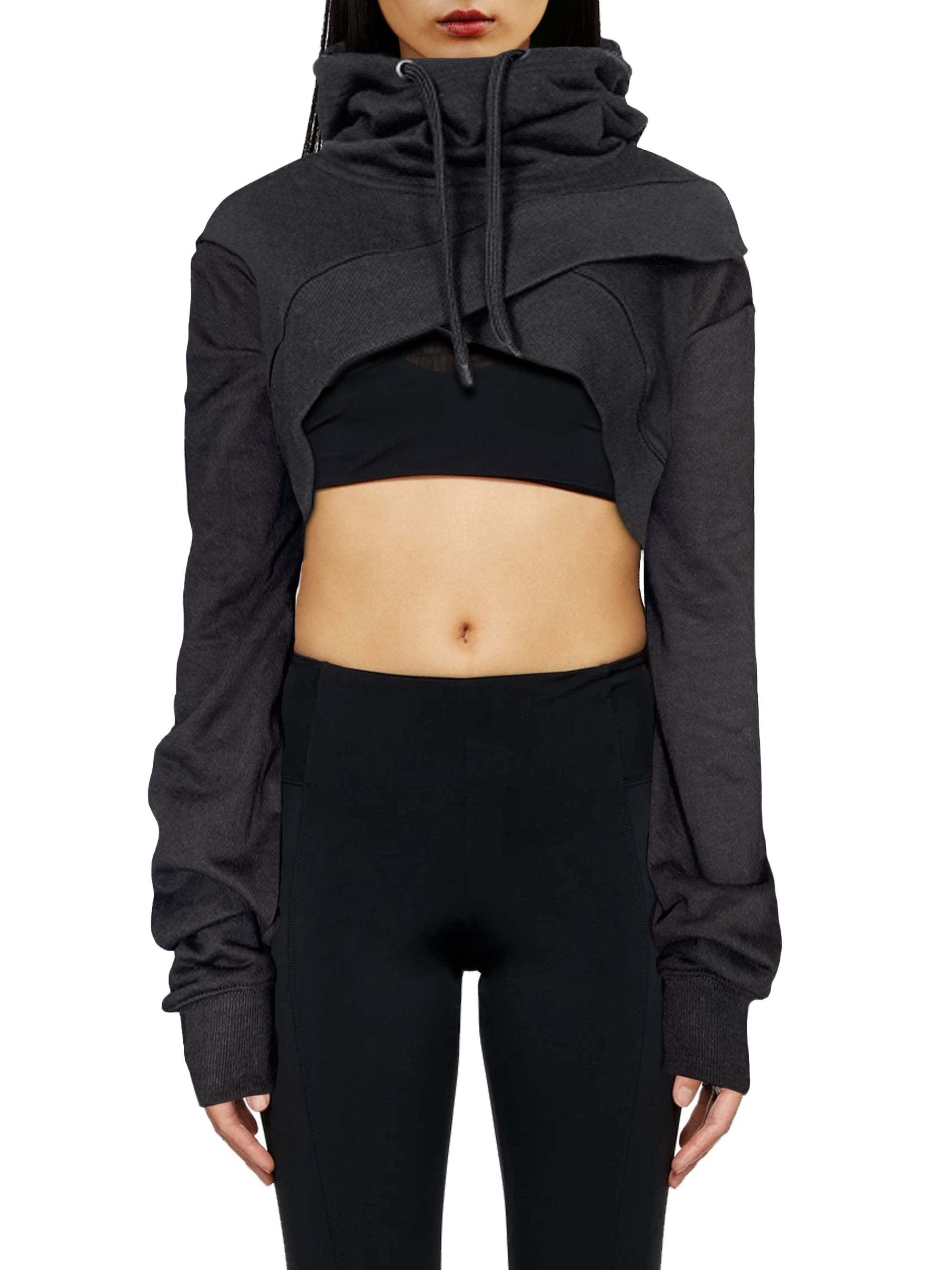 Super cropped black discount hoodie