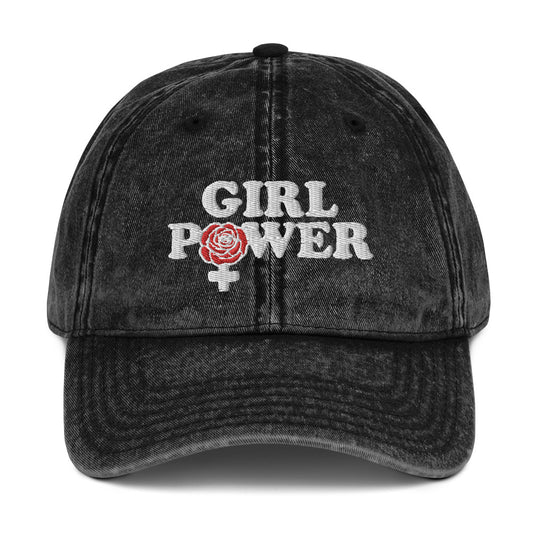 Girl Power Rose Vintage Denim Hat